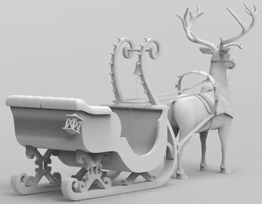 Tasarım LED Işıklı Kızaklı Geyik