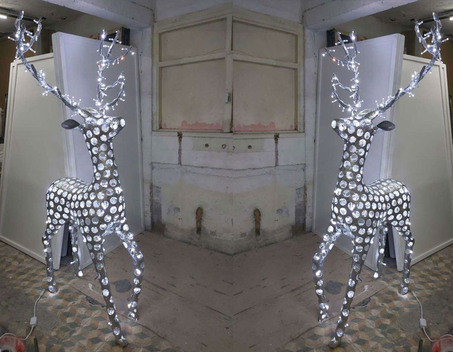 Işıklı Gümüş Geyik Dekoru