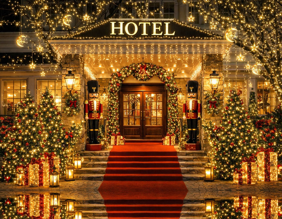Otel Dış Mekan Yılbaşı Işıklandırma Modelleri